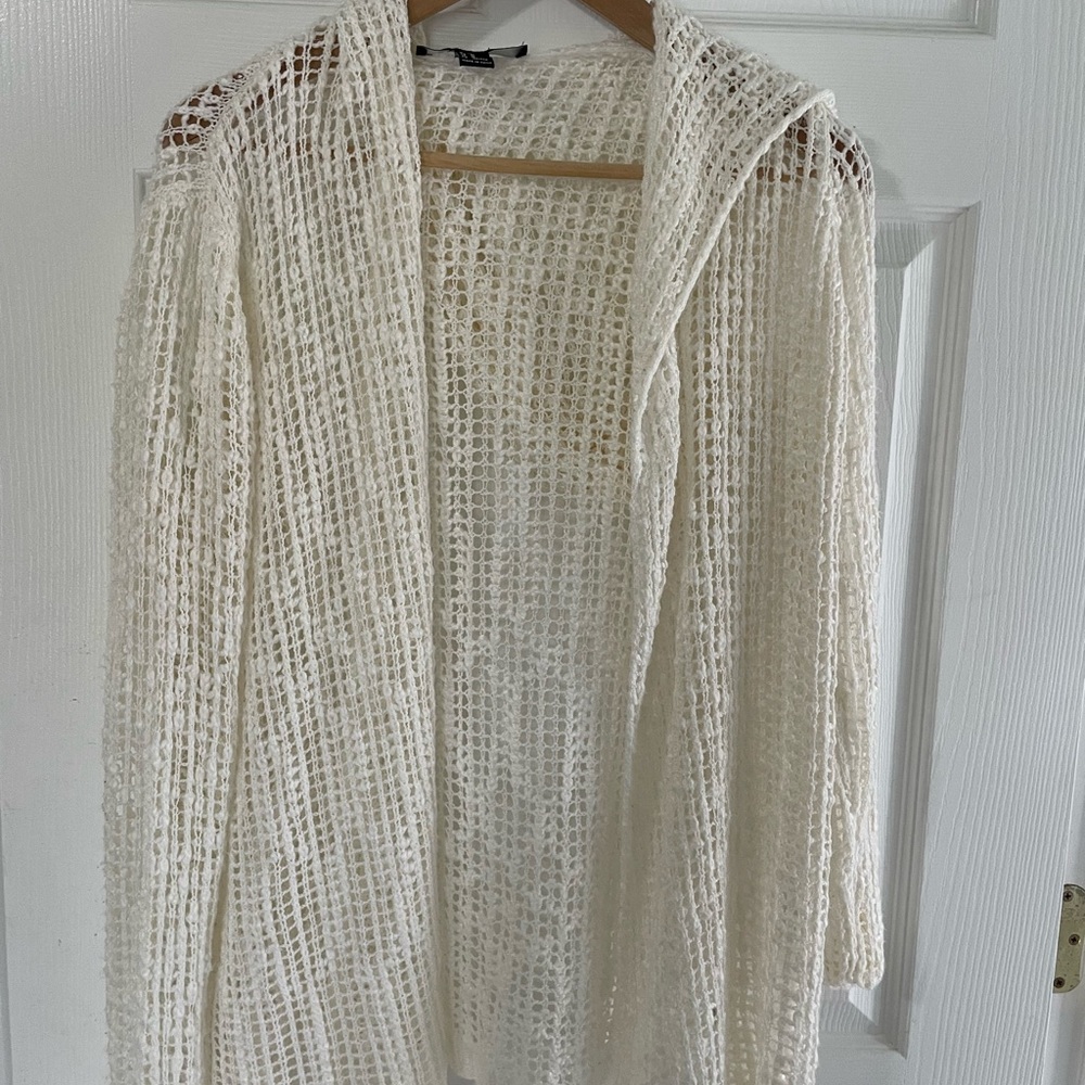 Forever 21 Cream Open-Knit Cardigan
